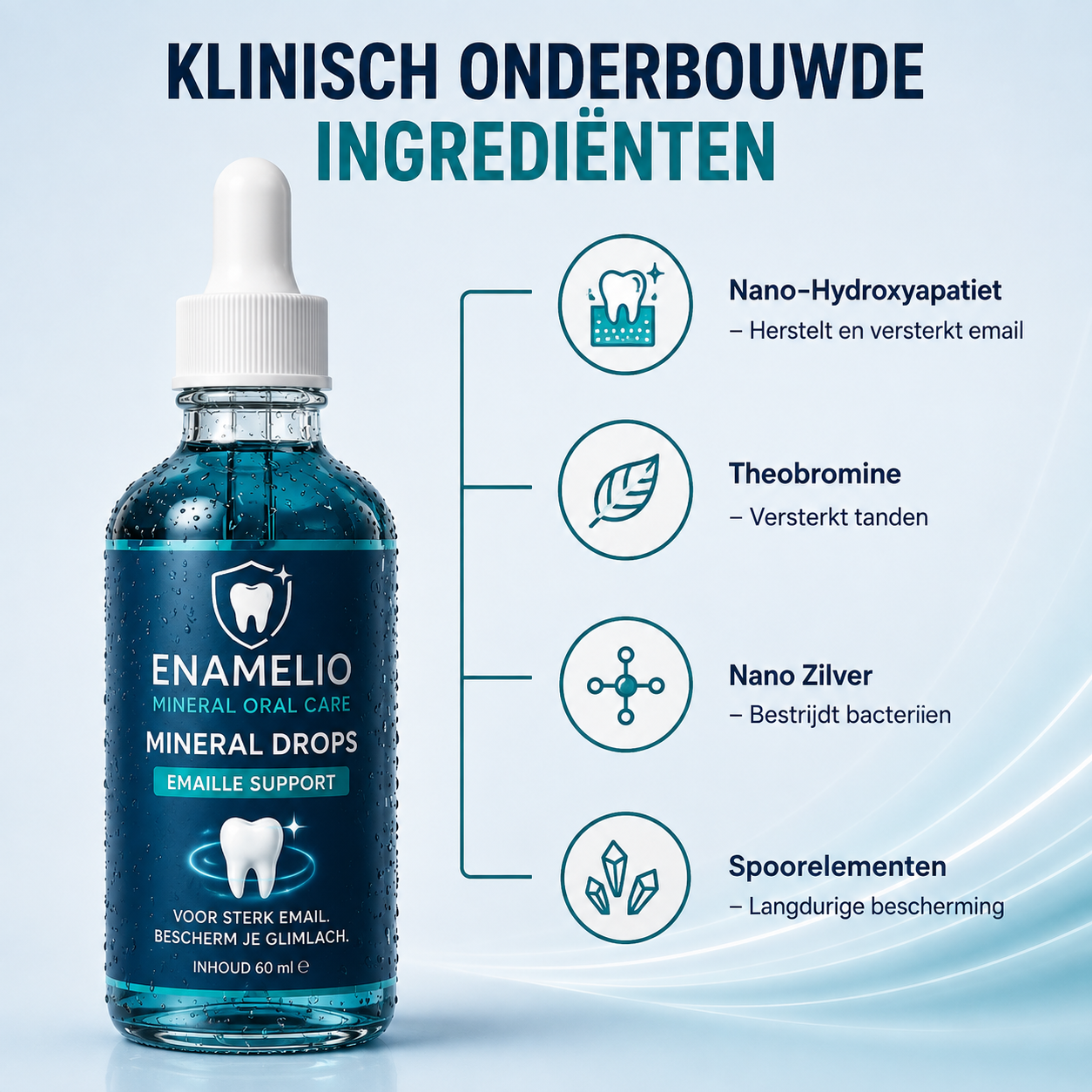 De vier hoofdingrediënten van Enamelio Mineral Drops